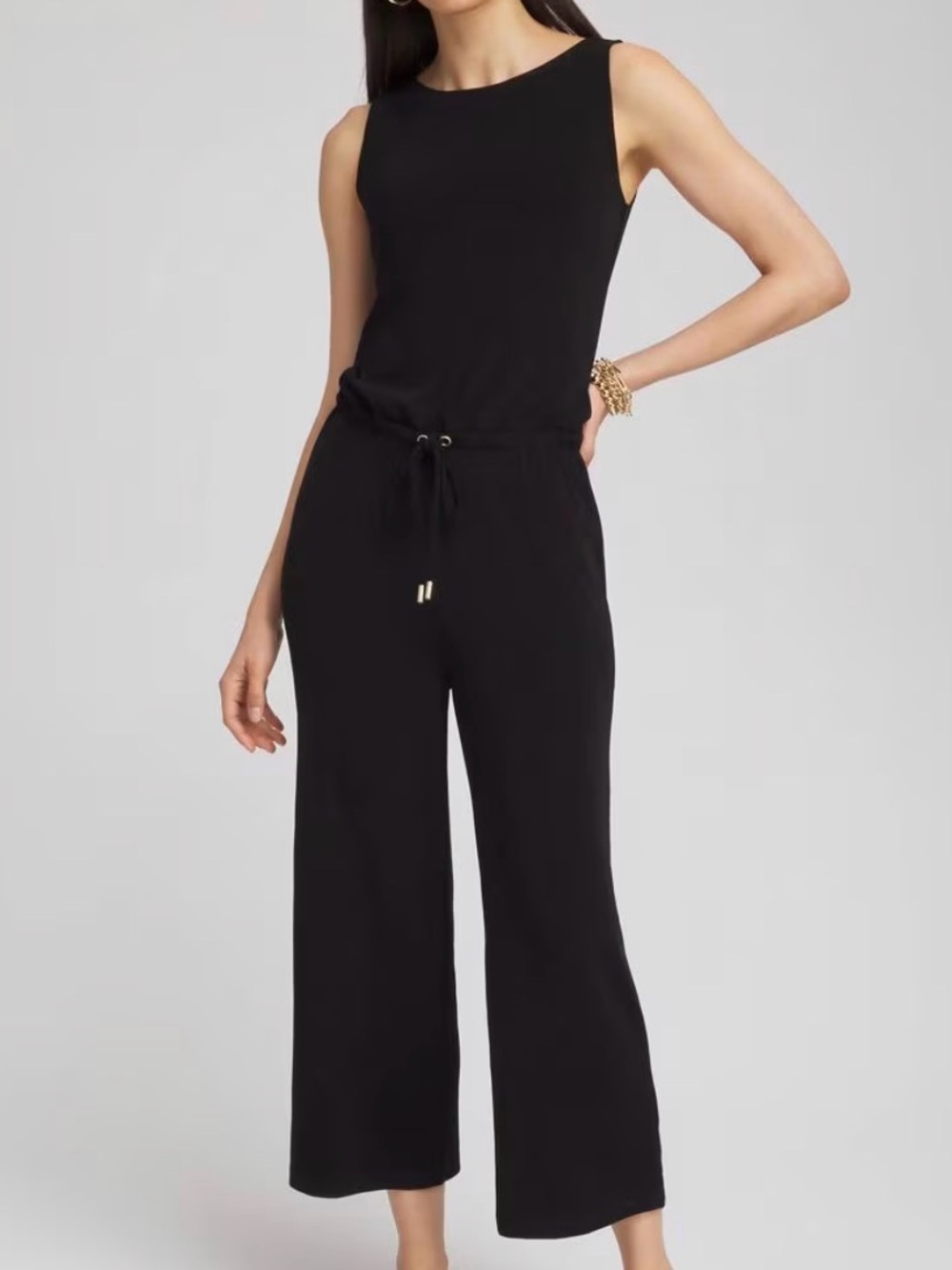 Sleeveless Wide-Leg Jumpsuit in Black